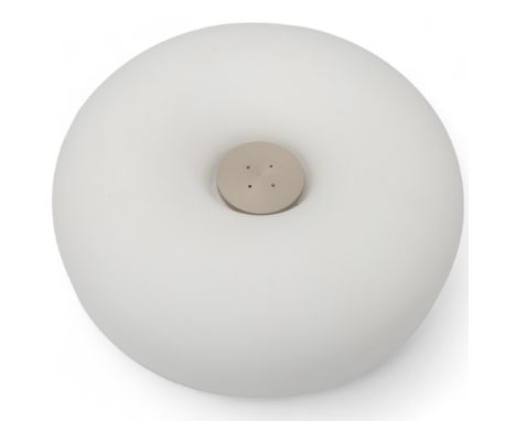 A Foscarini "Circus" ceiling/wall lamp, soft blown frosted glass with brushed steel centre plate, 4 bulb fittings, diameter 3