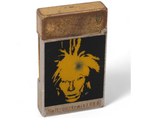 An limited edition ANDY WARHOL self-portrait Line 2 lighter by S.T.Dupont, Paris, dated 1986, makers marks to base numbered 0