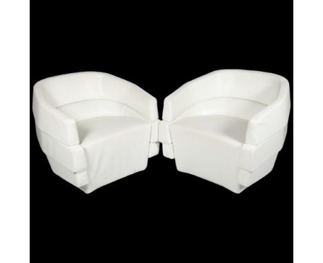 PATRICIA URQUIOLA, for Moroso, Italy, a pair of Rift (full-size) armchairs in white leather with maker’s label, current RRP i