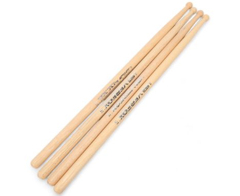 Four USED SILVERFOX LR Hickory DRUMSTICKS belonging to MITCH MITCHELL. Sticks are used.