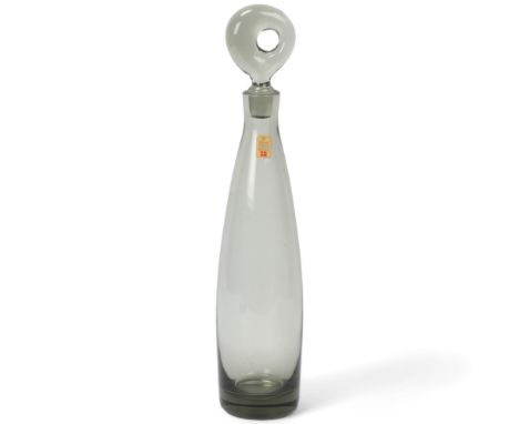 PER LUTKEN for Holmgaard Glass, Denmark, an “Aristocrat” decanter with assymetric pierced stopper Designed 1955, pale Smoke g