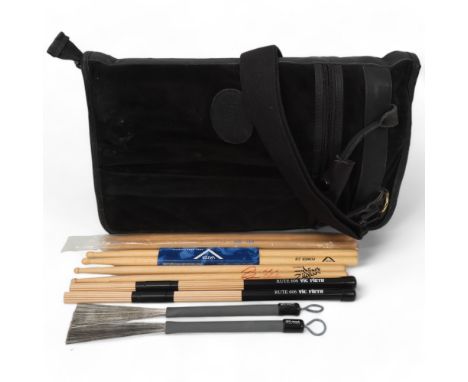 JIMI HENDRIX / MITCH MITCHELL INTEREST -&nbsp;A Black Suede LEVY'S (Canada) STICKBAG contains: Two VIC FIRTH 'RUTE 606', Two 