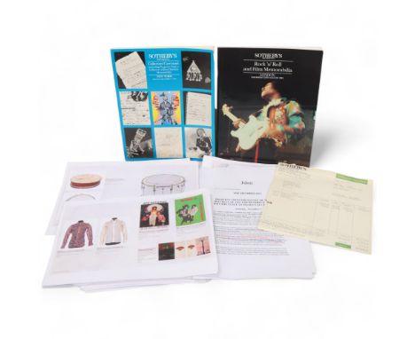Paperwork and AUCTION CATALOGUES relating to the 1990 and 1991 SOTHEBY'S SALES of JIMI HENDRIX MEMORABILIA.