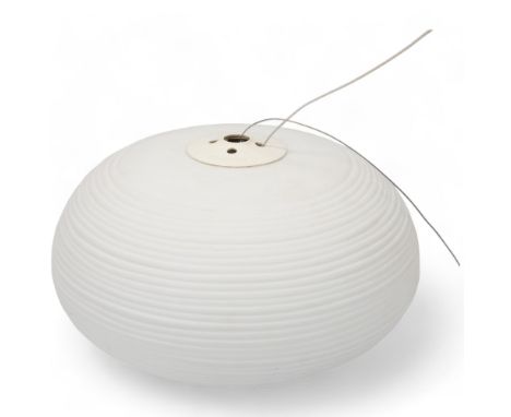 Foscarini "Rituals" white glass pendant lamp, with white metal ceiling rose, diameter approx 35cm, shade height 21cmGood cond