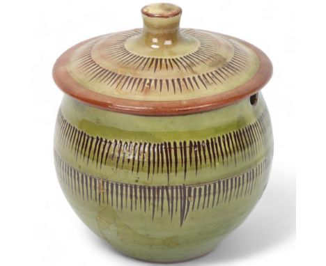 DAVID LEACH (1911-2005), a studio pottery lidded sugar bowl, makers mark to base, height 12cm1 small glaze chip to lid rim, o