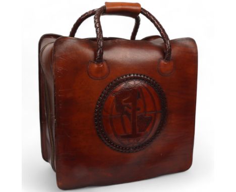 JIMI HENDRIX / MITCH MITCHELL INTEREST -&nbsp;A 'Justin' Brand (USA) Leather Bowling Bag. Measures 44 x 47 x 21cm. In very go