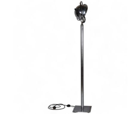 An Art Deco design adjustable globe floor lamp in the manner of Jean Damon, height 190cmsome pitting to all surface otherwise