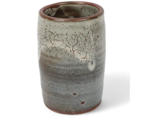 DAVID LEACH (1911-2005), a grey glazed cylinder vase, makers stamp to base, makers stamp to base, height 14cmGood condition, 