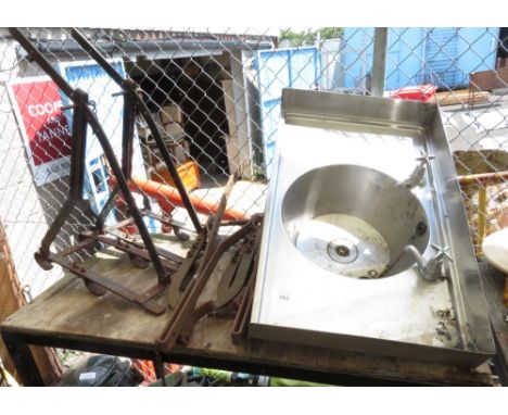 SHELF TO INCLUDE STAINLESS STEEL SINK &amp; LADDER SUPPORTS