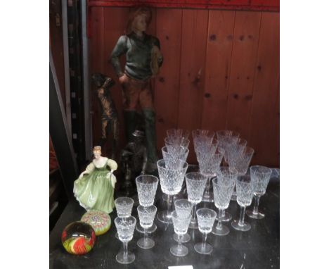 WATERFORD CUT CRYSTAL, DOULTON FIGURE, CERAMIC FISHERMAN ETC