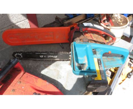 HOMELITE CHAINSAW ALONG WITH A BLACK &amp; DECKER ELECTRIC CHAINSAW