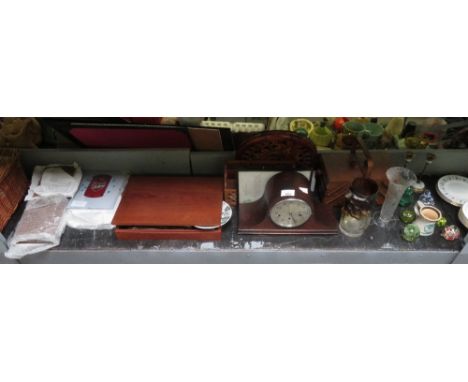 SEWING BOX, MANTLE CLOCK, PAPERWEIGHTS ETC