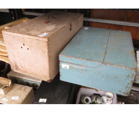 BLUE PAINTED CARPENTERS TRUNK + 1 OTHER
