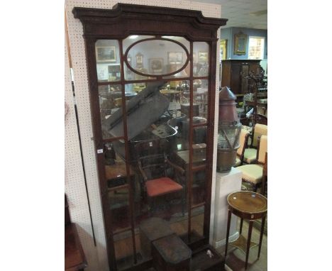 A GOOD ART DECO HALL STAND MIRROR flanked by fluted columns and shaped cornice 235cm (h) x 107cm (w)