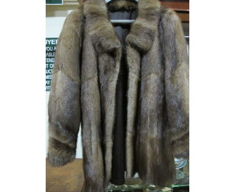 A GOOD QUALITY MUSQUASH FITTED FUR COAT