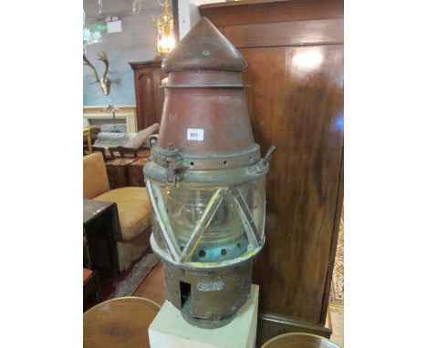 A GOOD BRASS AND TIN SHIPS LIGHT c.1900 of dome shaped form
