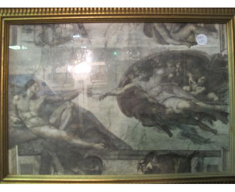 A BLACK AND WHITE PRINT after Michael Angelo in gilt frame 32cm x 46cm