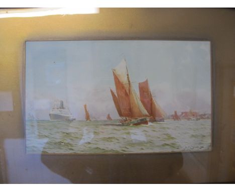 J M BROWNE 
Shipping Scenes Off the Coast with Sailing Boats and Tug Boats
A Pair
Watercolours
Signed 
18cm x 32cm