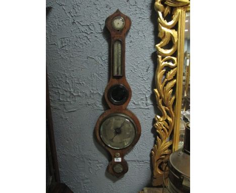 A GOOD GEORGIAN ROSEWOOD CASE BANJO BAROMETER with silvered dials inscribed "W and C Fairley Glasgow" 95cm high