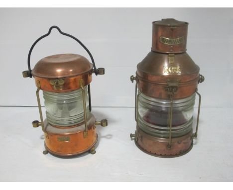 TWO COPPER SHIPS LAMPS Meteorite model and a later lamp (2)