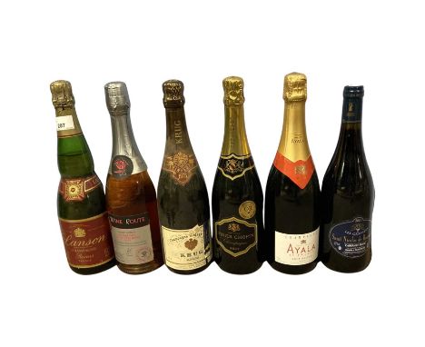 Selection of six bottles to include a 2011 Les Graves Saint Nicholas de Bourgueil, one bottle of Ayala Champagne, one bottle 