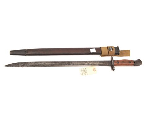 A 1907 pattern SMLE bayonet by Wilkinson,  reworked and issued to Australian forces in WWII, the blade dated “5-37”, the pale