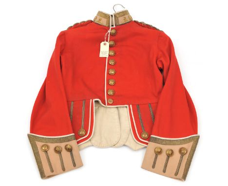 A Captain’s full dress scarlet doublet of The Seaforth Highlanders, buff facings, gilt lace and braid trim to collar and gaun