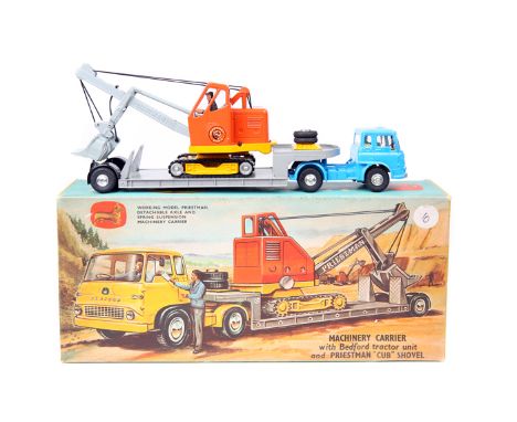 Corgi Major Toys Machinery Carrier with Bedford tractor unit and Priestman ‘Cub’ Shovel. Gift Set No. 27. Tractor unit in blu