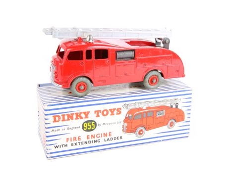 Dinky Toys Commer Fire Engine 955. In bright red with two-piece silver painted extending ladder, red metal wheels and grey ru