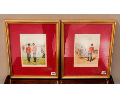 TWO PORTRAIT COLOUR LITHOGRAPHS OF GENTLEMEN and two regimental colour lithographs 50cm X 40cm 