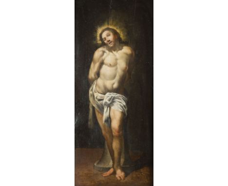 JUAN DE NISA VALDÉS LEAL (UMKREIS)4. Mai 1622 Sevilla - 15. Oktober 1690 ebendaGEISELUNG CHRISTI Öl auf Holztafel. 58 x 28 cm