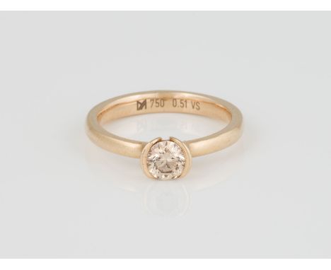 RING Roségold. Ringmaß ca. 52, Ges.-Gew. ca. 4,4 g. Gest. 750, Herstellersignet Meister, Radolfzell, Carat- und Reinheitsanga