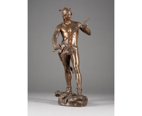 ANDRÉ PAUL ARTHUR MASSOULLE1851 Épernay - 1901 ParisSIEGREICHER GALLIER Bronze, braun patiniert, auf naturalistischer Plinthe