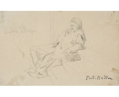 FERDINAND HODLER1853 Bern - 1918 GenfSITZENDER MANN Bleistift auf Papier, auf Pappe. 11 x 17 cm (R. 49 x 38 cm). Signaturstem