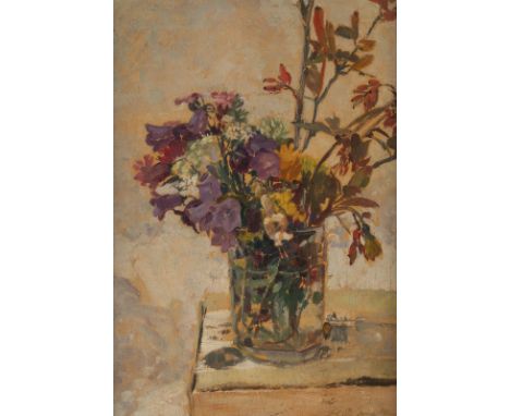 JULIUS PAUL JUNGHANNS1876 Wien - 1958 DüsseldorfWiesenblumen Öl auf Karton. 33 x 23 cm (R. 48 x 38 cm). Signiert unte rechts.
