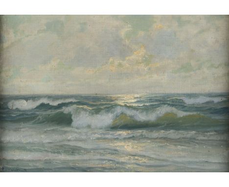 PATRICK VON KALCKREUTH1892 Kiel - 1970 StarnbergMEERESBRANDUNG Öl auf Leinwand, auf Karton. 31 x 46 cm (R. 37 x 52 cm). Signi