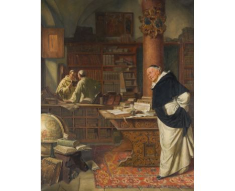 EDUARD VON GRÜTZNER (KOPIE NACH)1846 Großkarlowitz - 1925 MünchenIN DER KLOSTERBIBLIOTHEK Öl auf Leinwand. 82 x 67 cm (R. 118