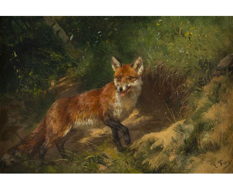 LUDWIG BENNO FAY1859 Düsseldorf - 1906 ebendaFUCHS Öl auf Leinwand, auf Karton. 19,5 x 27,5 cm (R. 33 x 41 cm). Signiert unte
