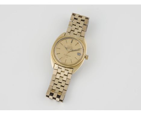 ARMBANDUHR 'OMEGA CONSTELLATION' Schweiz, 20. Jh. Stahl. vergoldet. Gehäuse D. 3,3 cm. Goldfarbenes Zifferblatt, bez. 'Omega 