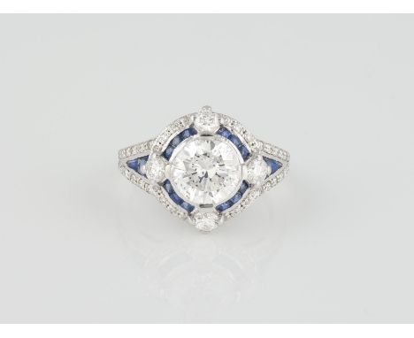 RING Weißgold. Ringmaß ca. 53,5, Ges.-Gew. ca. 4,8 g. Gest. 14 K. Ein natürlicher Diamant im Brillantschliff, ca. 1,74 ct., c
