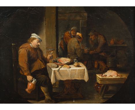ADRIAEN VAN OSTADE (WOHL WERKSTATT)1610 Haarlem - 1685 ebendaZECHENDE BAUERN IM WIRTSHAUS Öl auf Eichenholztafel (parkettiert