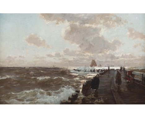 ERWIN CARL WILHELM GÜNTHER('ERWIN GÜNTER')1864 Hamburg - 1927 DüsseldorfAN DER MOLE. 1907 Öl auf Leinwand. 65 x 99 cm (R. 75 