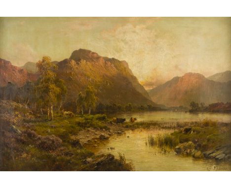 ALFRED DE BREANSKI1852 Greenwich - 1928 LondonDER FLUSS LOCHAN IM ABENDLICHEN LICHT Öl auf Leinwand, doubliert. 52 x 77 cm (R