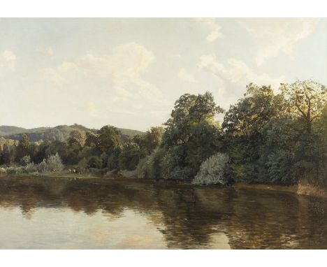 MONOGRAMMIST 'E.Z.'tätig um 1890AM FLUSSUFER. 1891 Öl auf Leinwand, doubl. 56 x 78 cm (R. 70 x 91 cm). Monogrammiert und dati