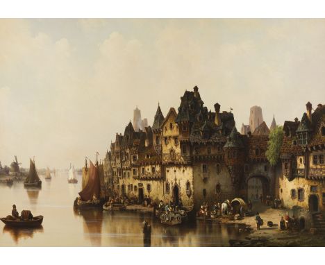 REINHOLD GROHMANN1877 - 1915BLICK AUF DANZIG. 1868 Öl auf Leinwand, doubliert. 70 x 97 cm (R. 89 x 117 cm). Signiert und dati