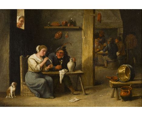 DAVID TENIERS DER JÜNGERE (WAHRSCHEINLICH WERKSTATT)1610 Antwerpen - 1690 BrüsselBAUERNVERGNÜGEN IM WIRTSHAUS Öl auf Leinwand