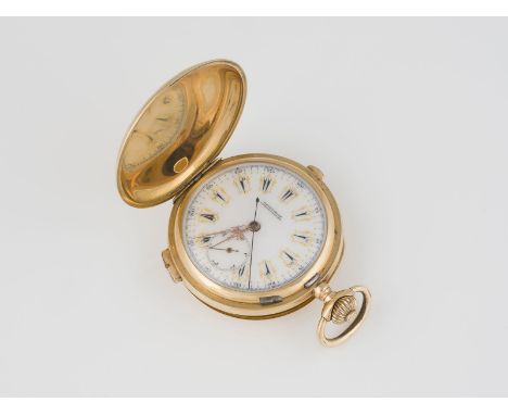 TASCHENUHR CHRONOMETRE RÉPÉTITION À QUARTS 'EDWARD PRIOR LONDON' Schweiz, England, um 1900 Gelbgold. D. 5,4 cm, Ges.-Gew. ca.