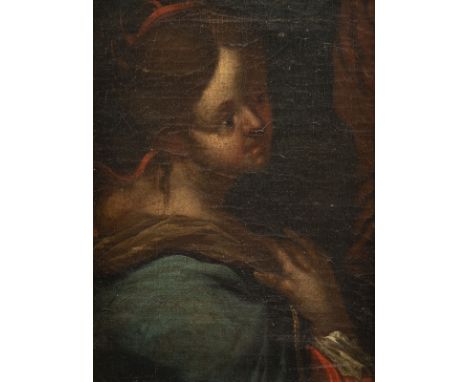 FRANZÖSISCH-ITALIENISCHE SCHULE DES 18.JH.BILDNIS EINER JUNGEN FRAU MIT HAARBAND Öl auf Leinwand (altdoubl.). 26 x 20,5 cm (R