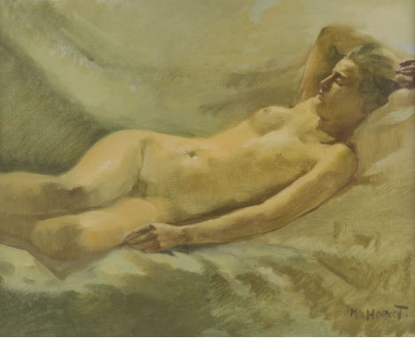 MARIE HOWET1897 Libramont-Chevigny - 1984 Rochehaut'JUGEND', LIEGENDER WEIBLICHER AKT Öl auf Leinwand. 65 x 80 cm (R. 102 x 8