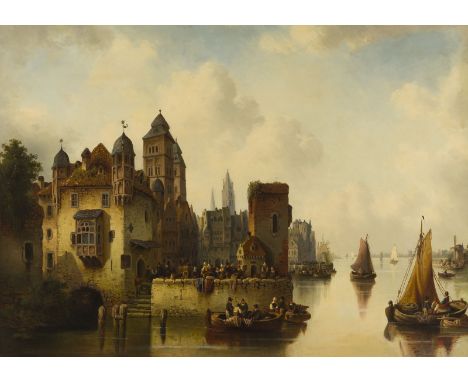 REINHOLD GROHMANN1877 - 1915BLICK AUF DANZIG Öl auf Leinwand, doubliert. 70 x 97 cm (R. 117 x 89 cm). Part. rest. Rahmen.